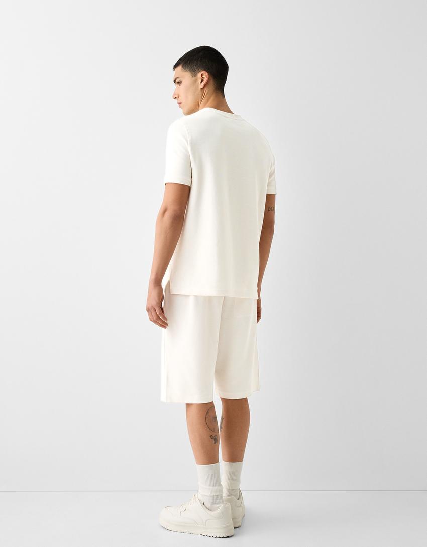 Calções bermuda relax fit felpa estrutura-Gelo-2