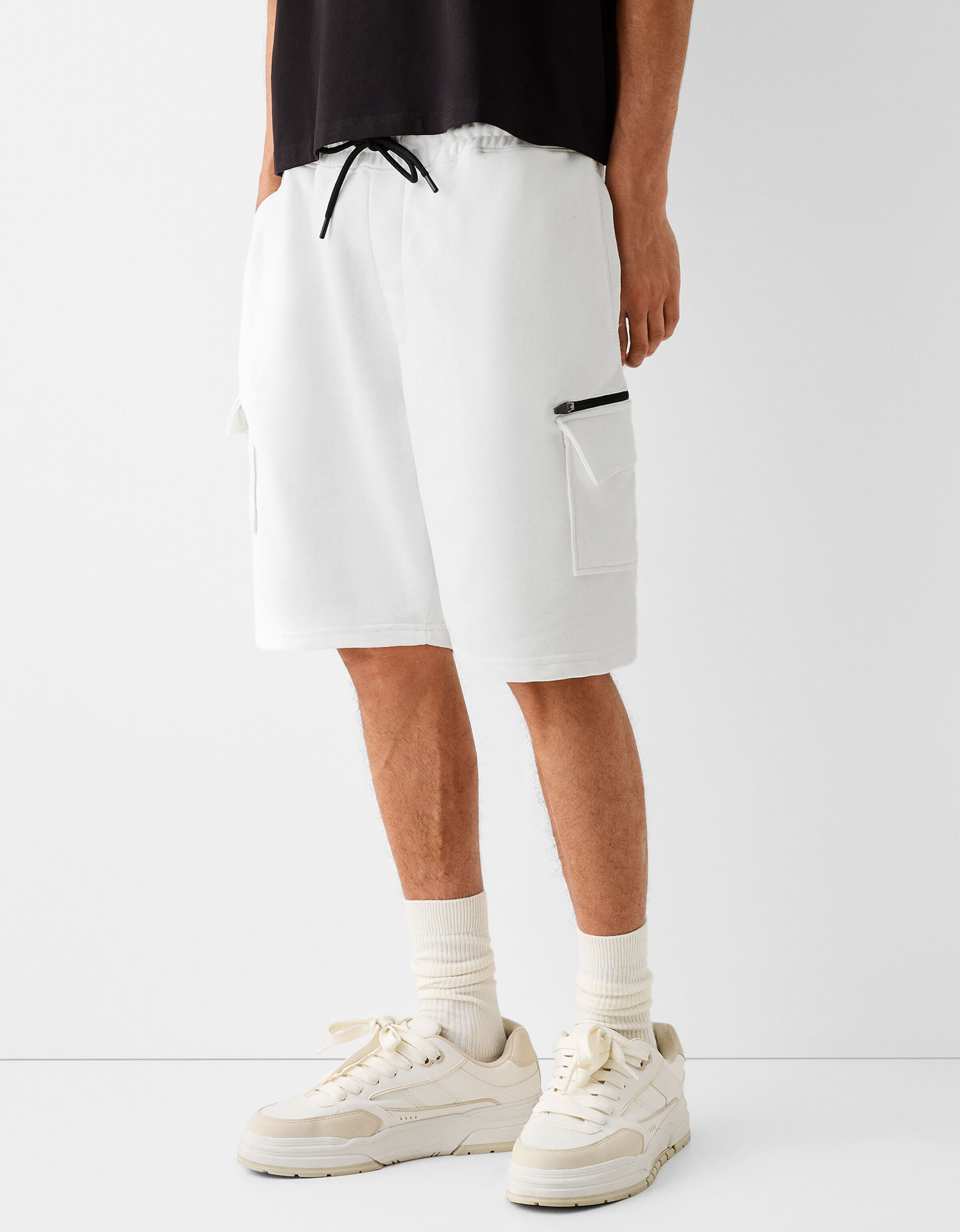 White cargo outlet shorts mens