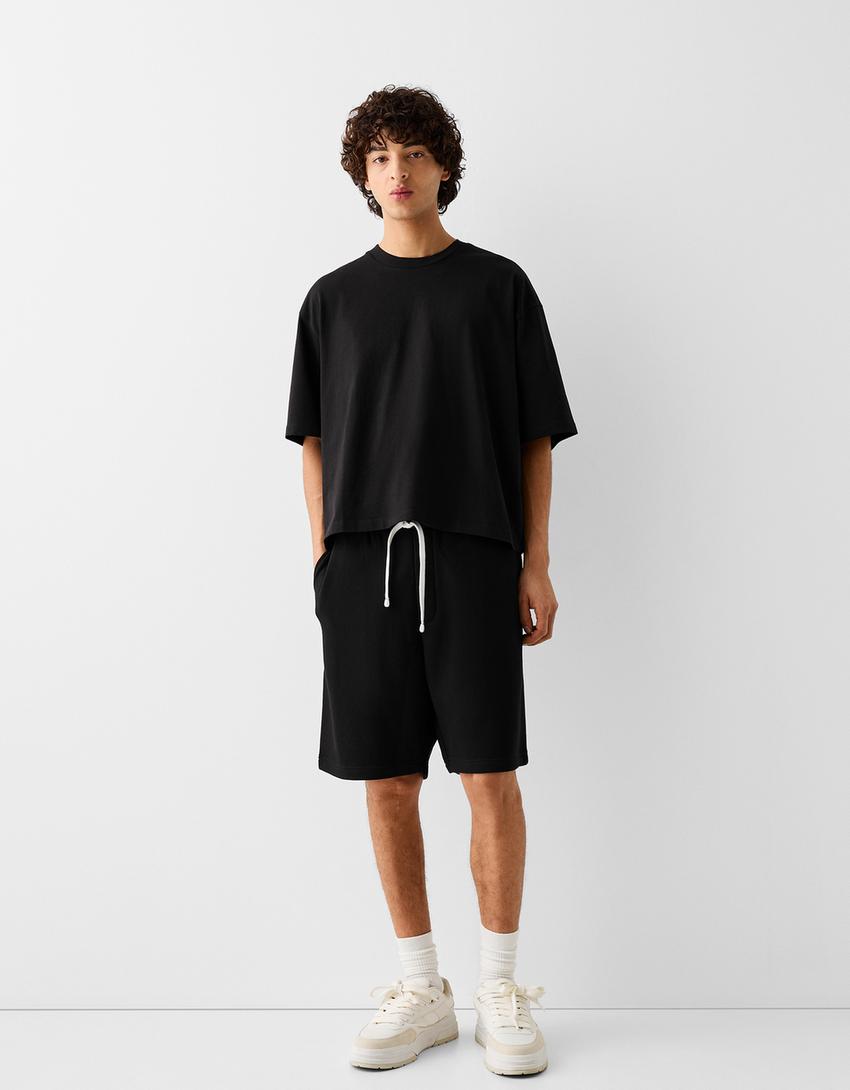 Bermuda felpa-Preto-0