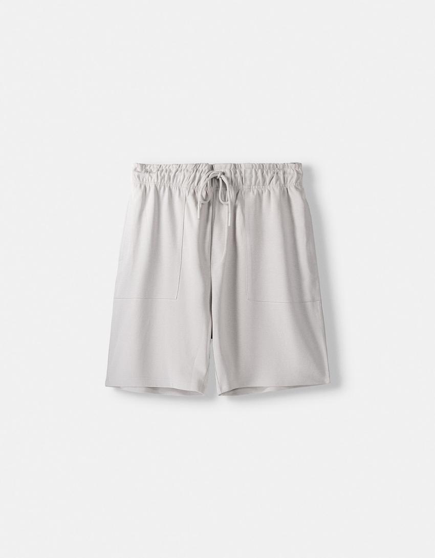 Calções bermuda interlock-Cinza-4