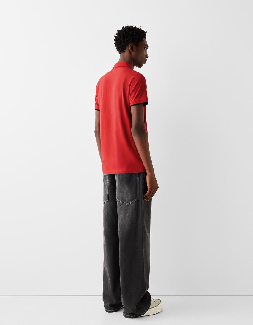 Polo manga corta bordado-Rojo-1