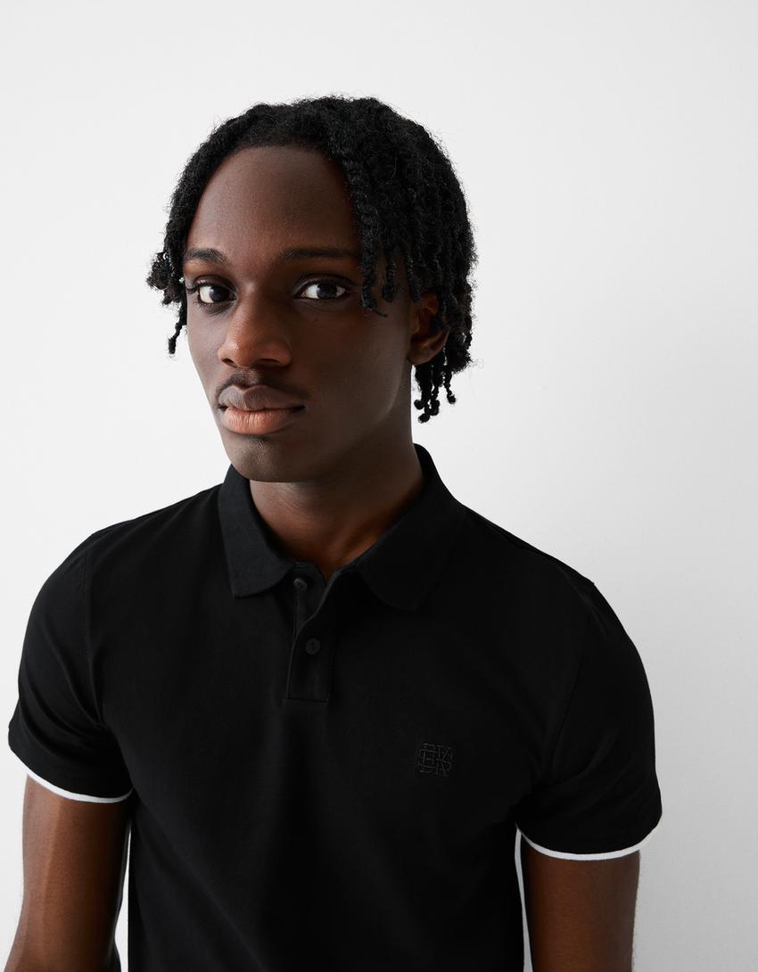 Polo manga corta bordado-Negro-2