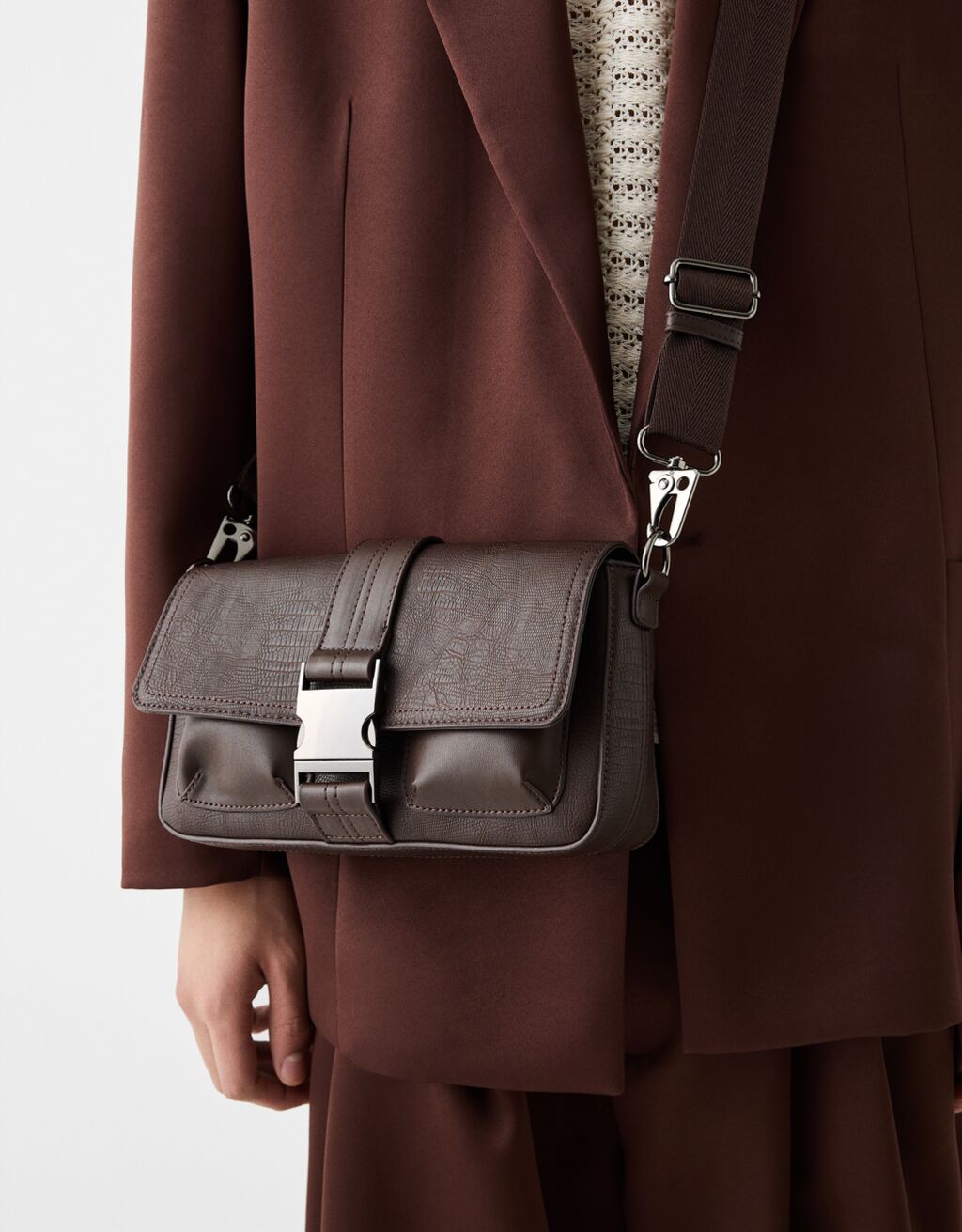 Sac bandoulière multipoches-Marron-1