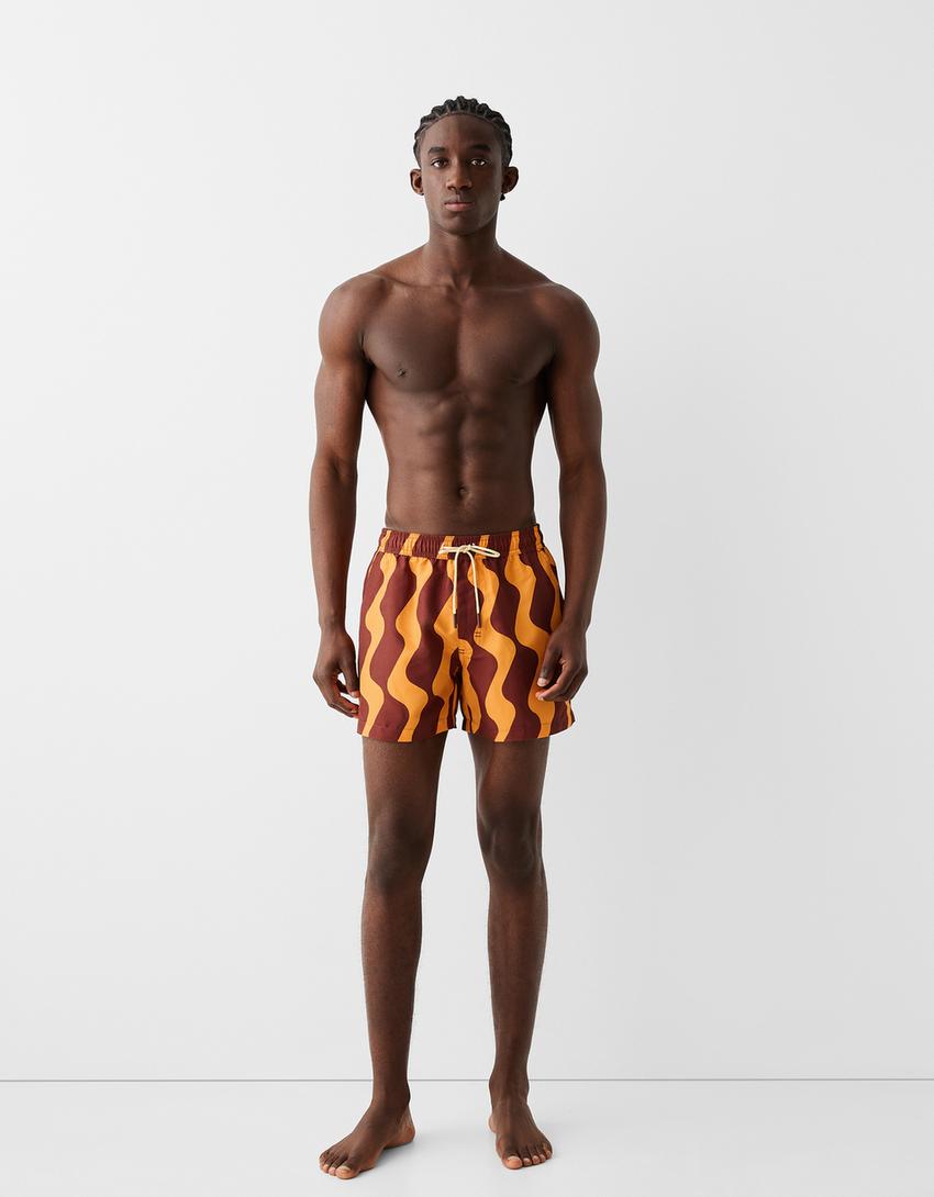 شورت سباحة مطبوع-برتقالي-0