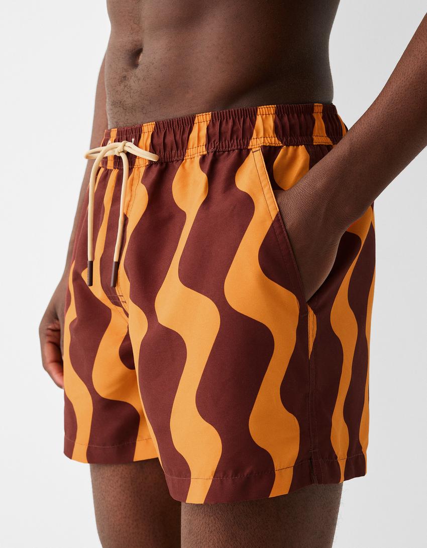 شورت سباحة مطبوع-برتقالي-3