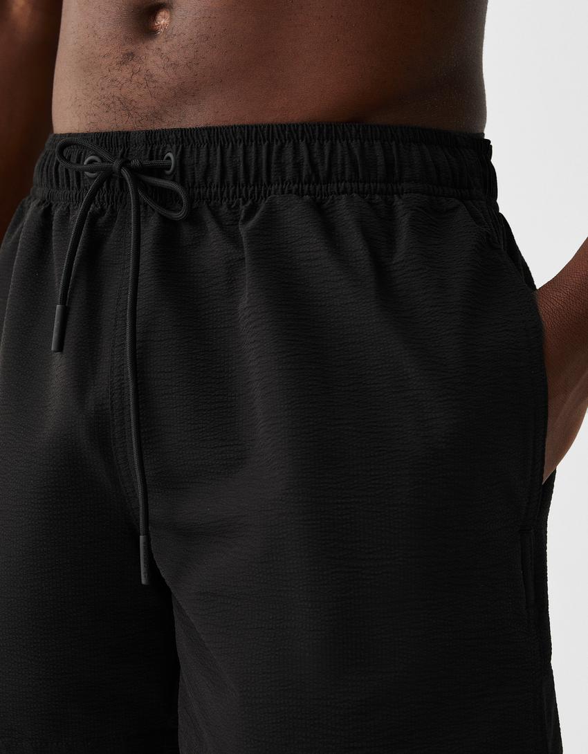 شورت سباحة بملمس بارز-أسود-5