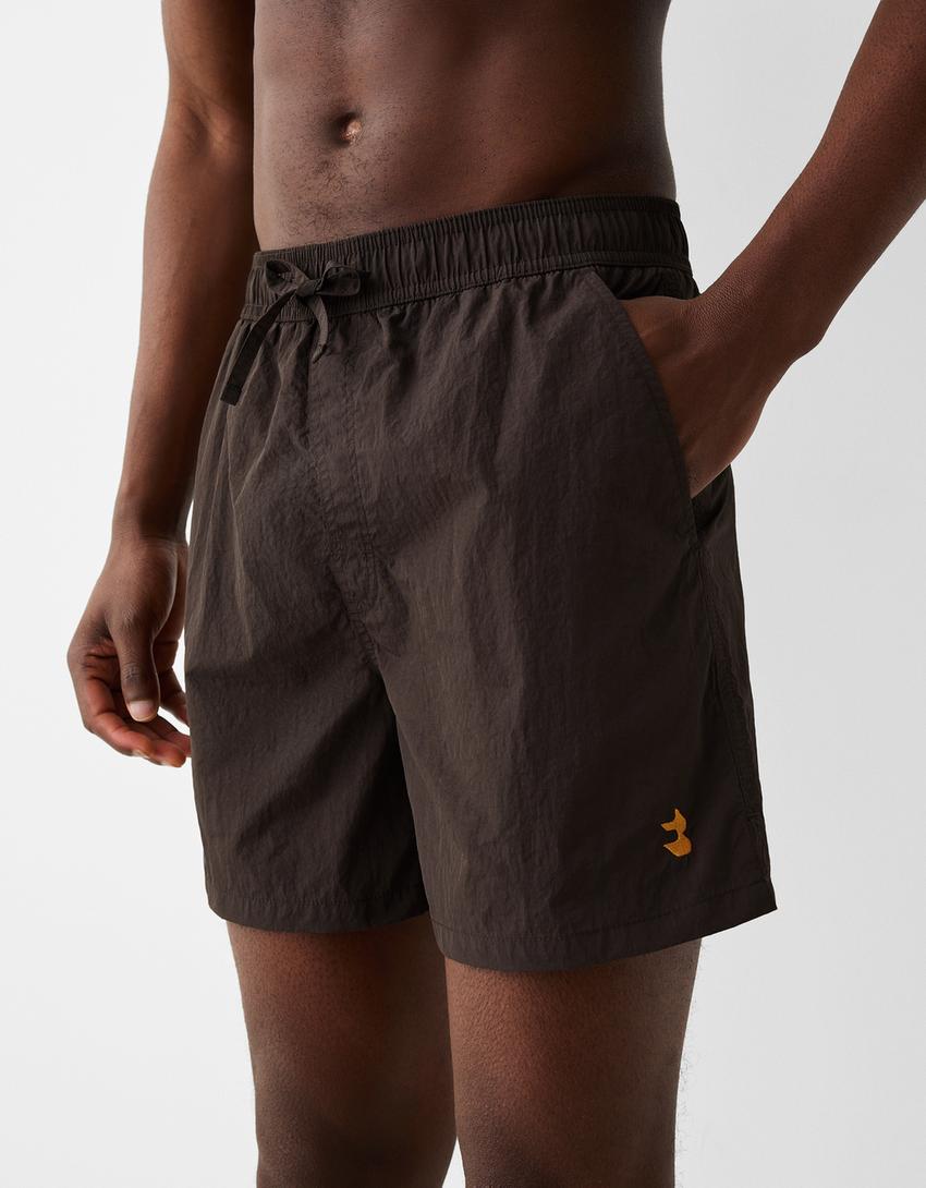 Monochrome boxy fit zwembroek-Bruin-3