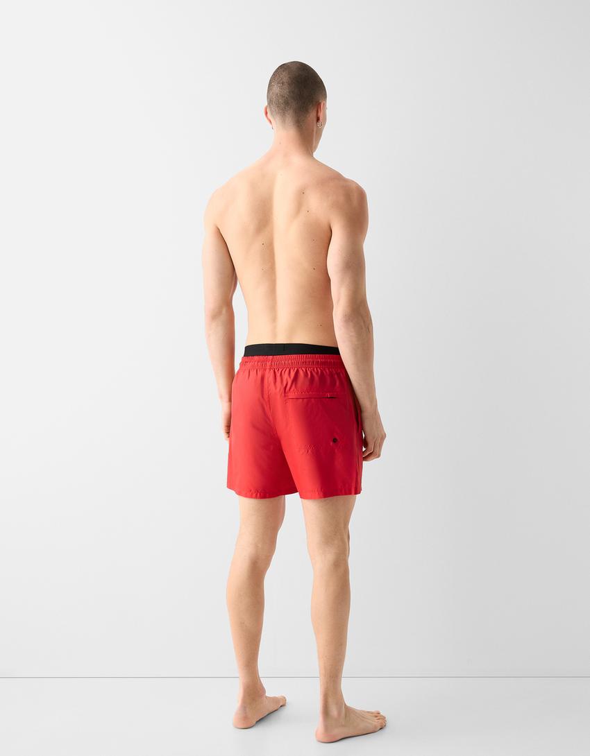 Short de bain sport imprimé-Rouge-2