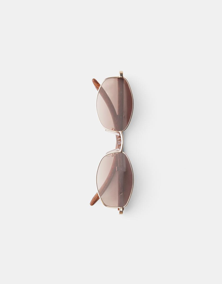 Lunettes de soleil en métal-Marron-4