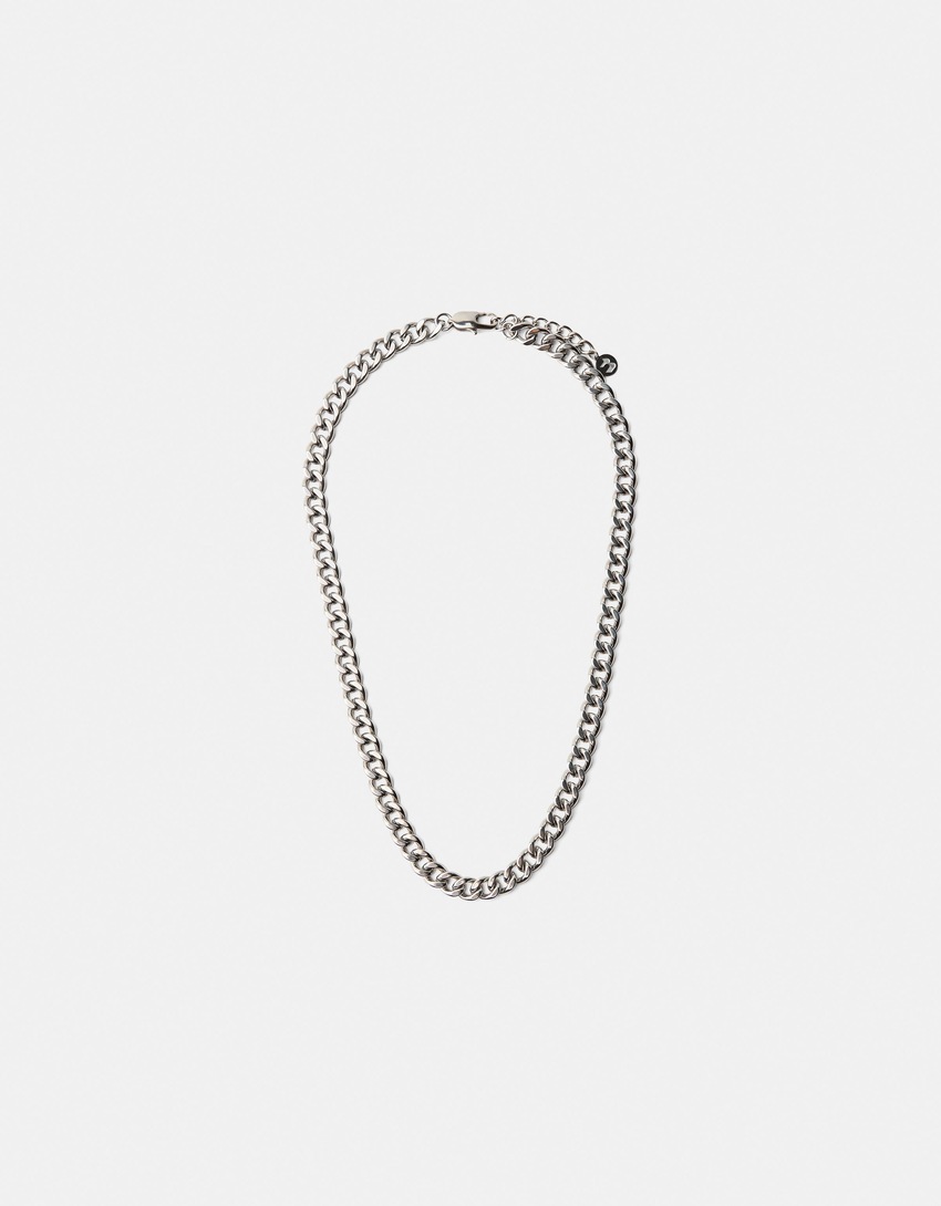 Collana catenina acciaio inox-Argentato-0