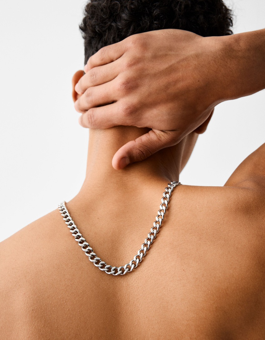 Collana catenina acciaio inox-Argentato-1