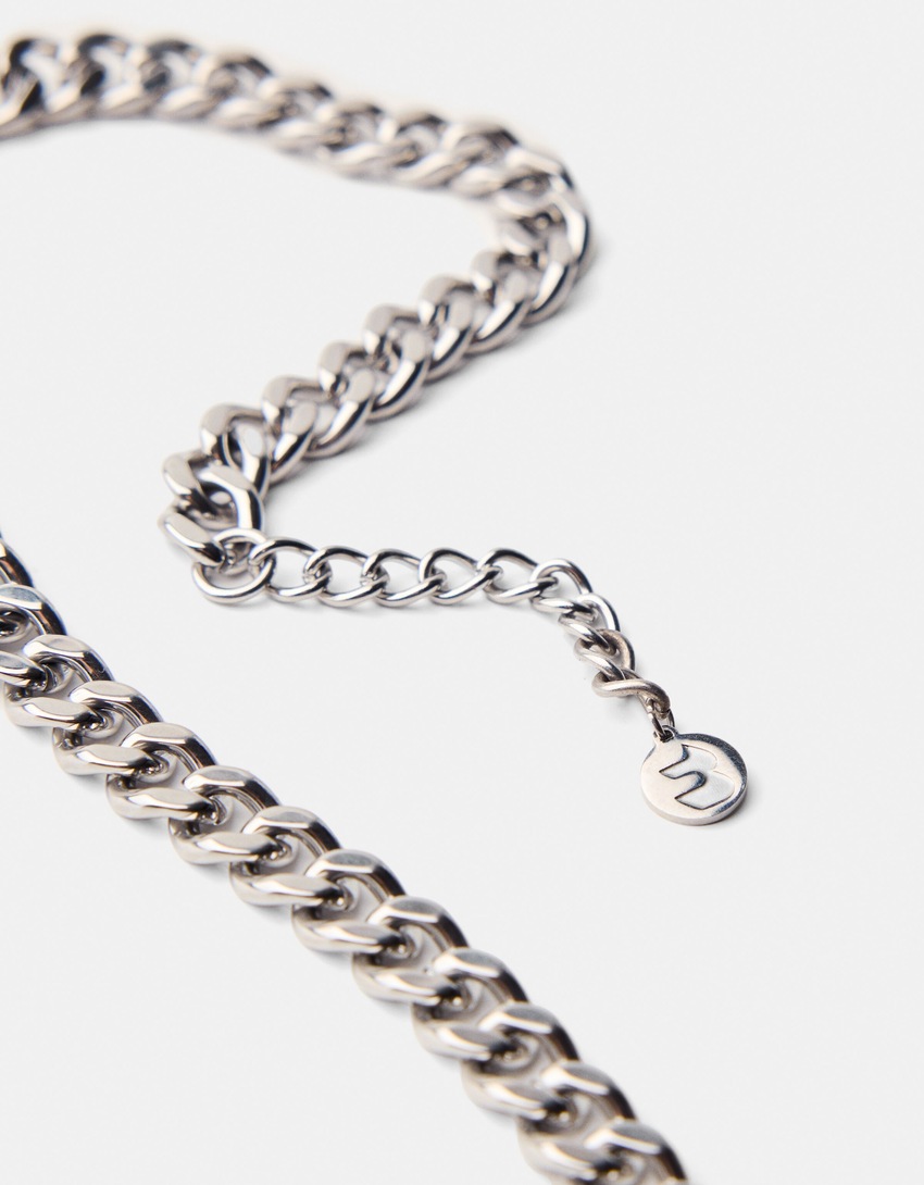 Collana catenina acciaio inox-Argentato-2