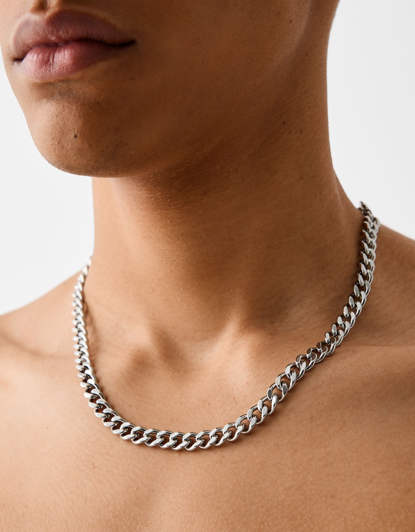 Collana catenina acciaio inox-Argentato-3