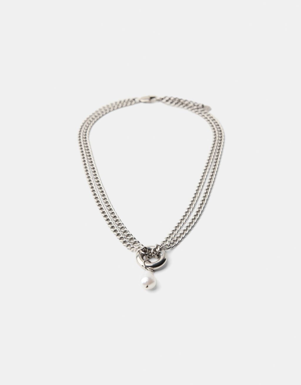 Necklace, Silver DSQUARED2 - Jesus Double Chain Necklace Necklace, Silver DSQUARED2 - Jesus Double Chain Necklace
