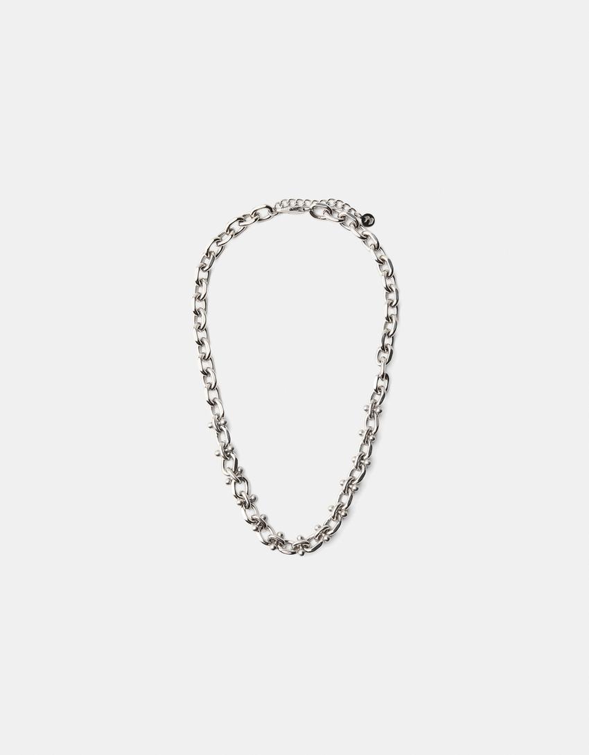 Paslanmaz çelik zincir kolye-Gümüş-0