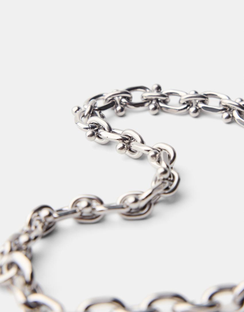 Paslanmaz çelik zincir kolye-Gümüş-2