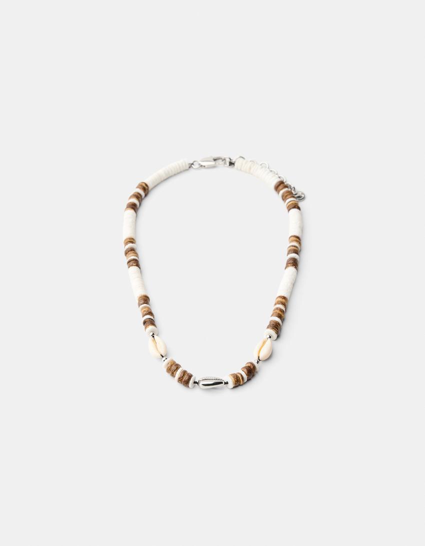 عقد خشبي بصدف بحري-أبيض-4