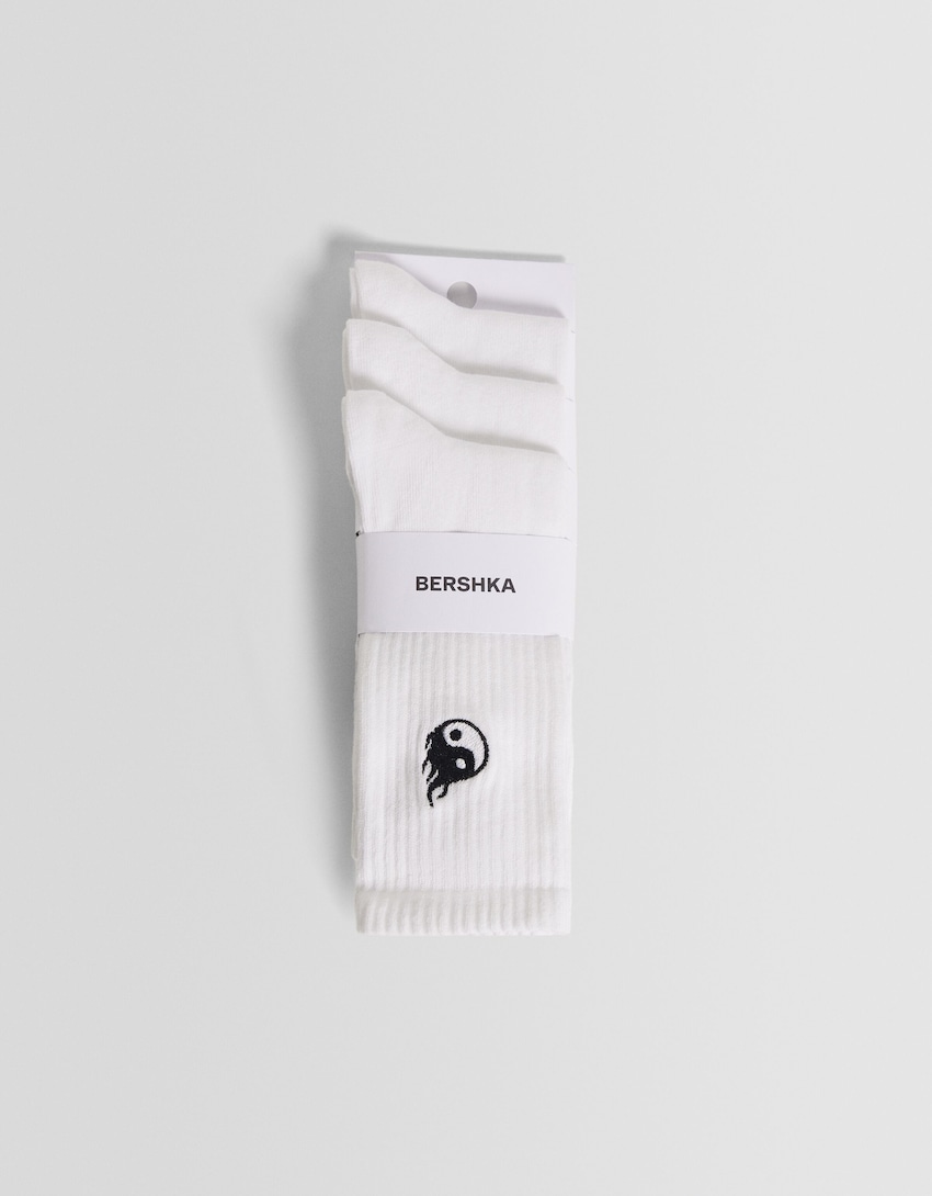 Pack 3 calcetines bordado-Blanco-4