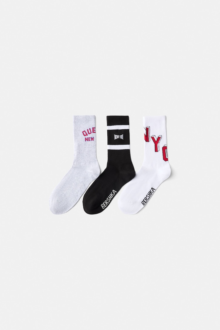 Pack of 3 pairs of embroidered socks