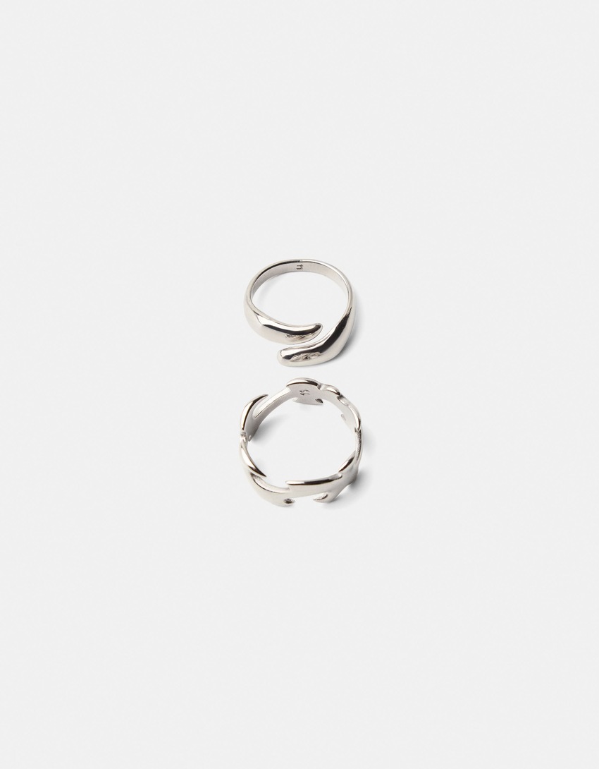 2er-Pack Ringe Edelstahl-Silber-4