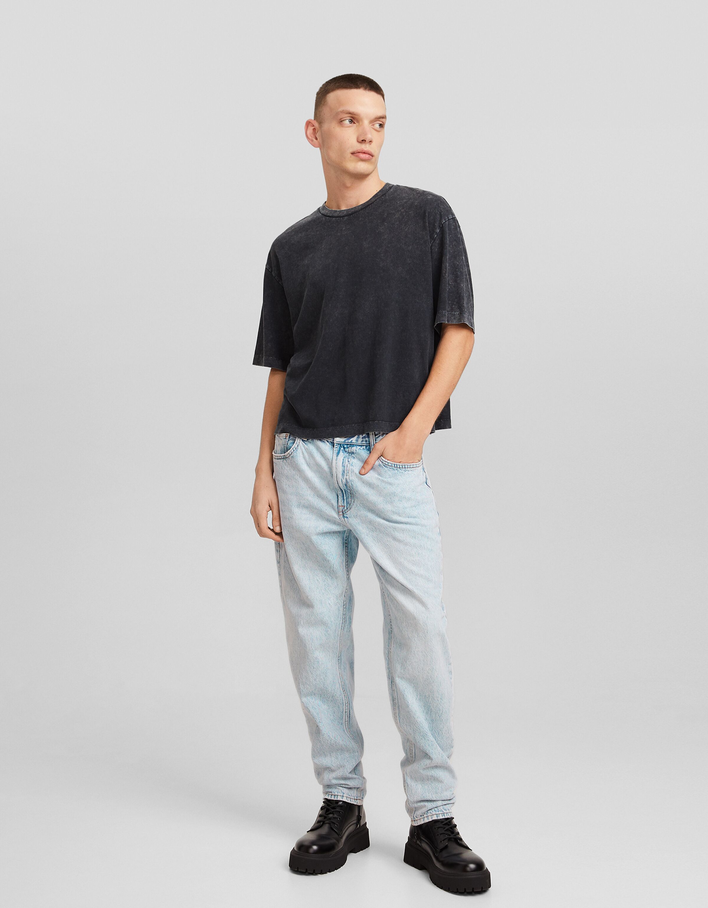Bershka super high waist skinny jean in mid blue | ASOS