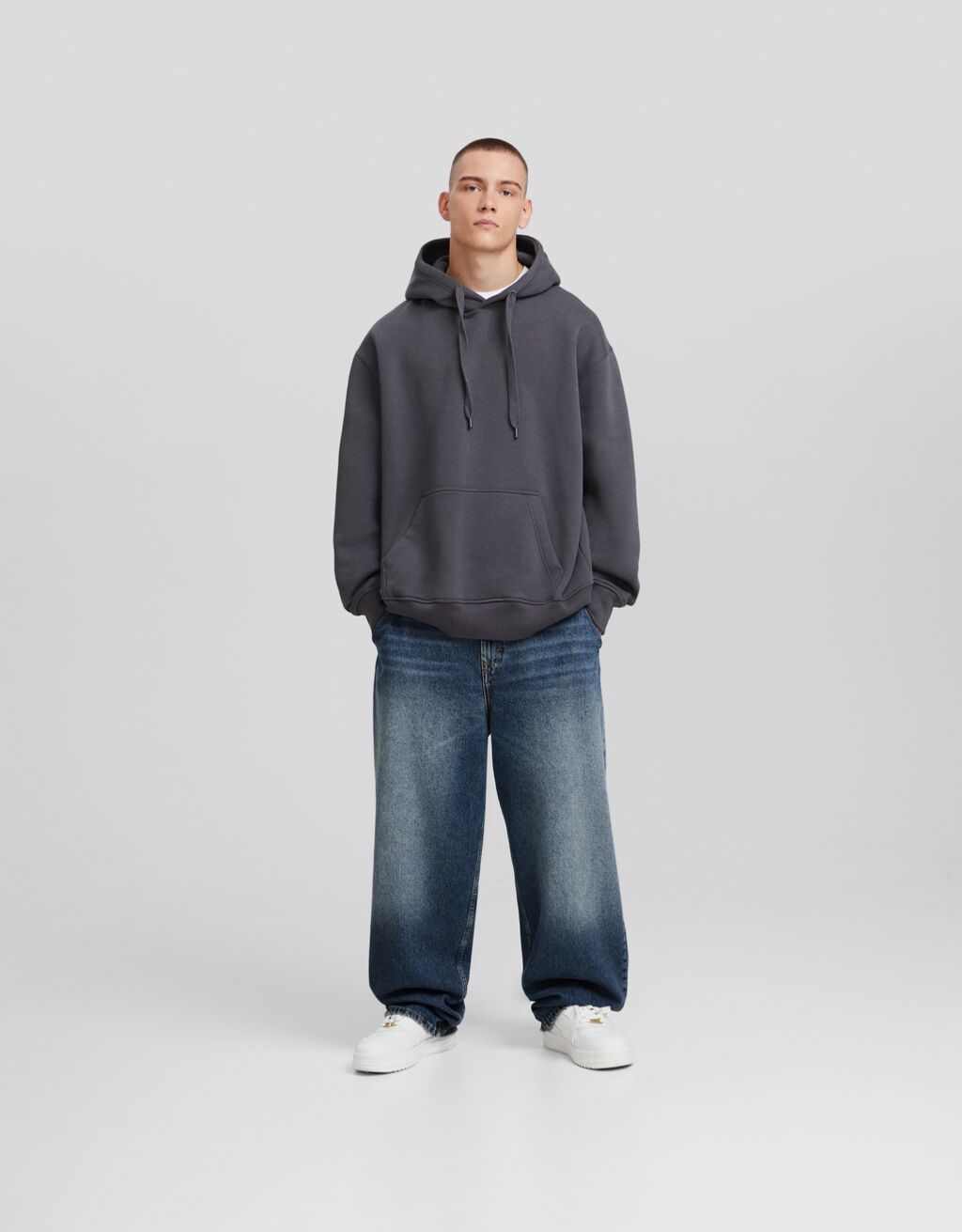 Jean skater fit effet délavé-Bleu-0