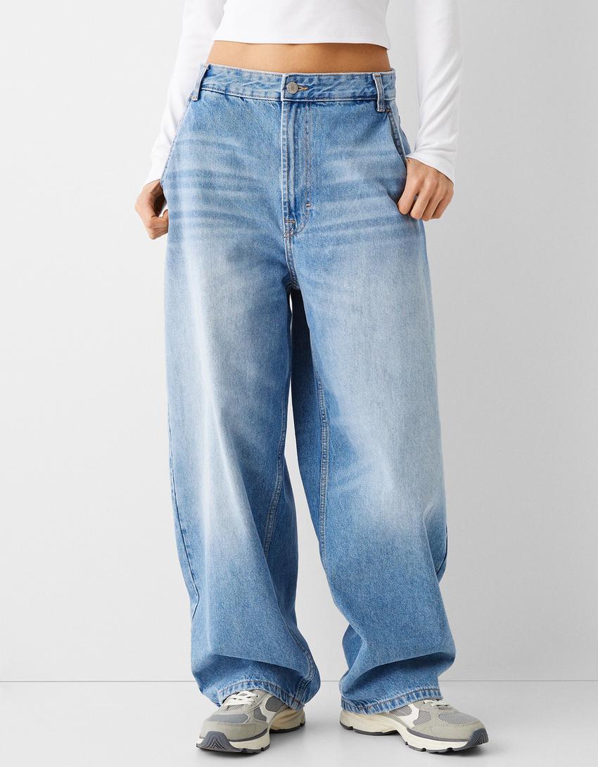 Jeans skater fit efecto lavado-Azul lavado-1