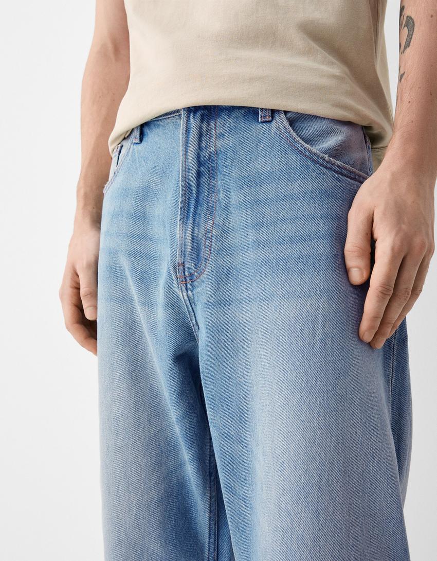 Jean skater fit effet délavé-Bleu lavé-3