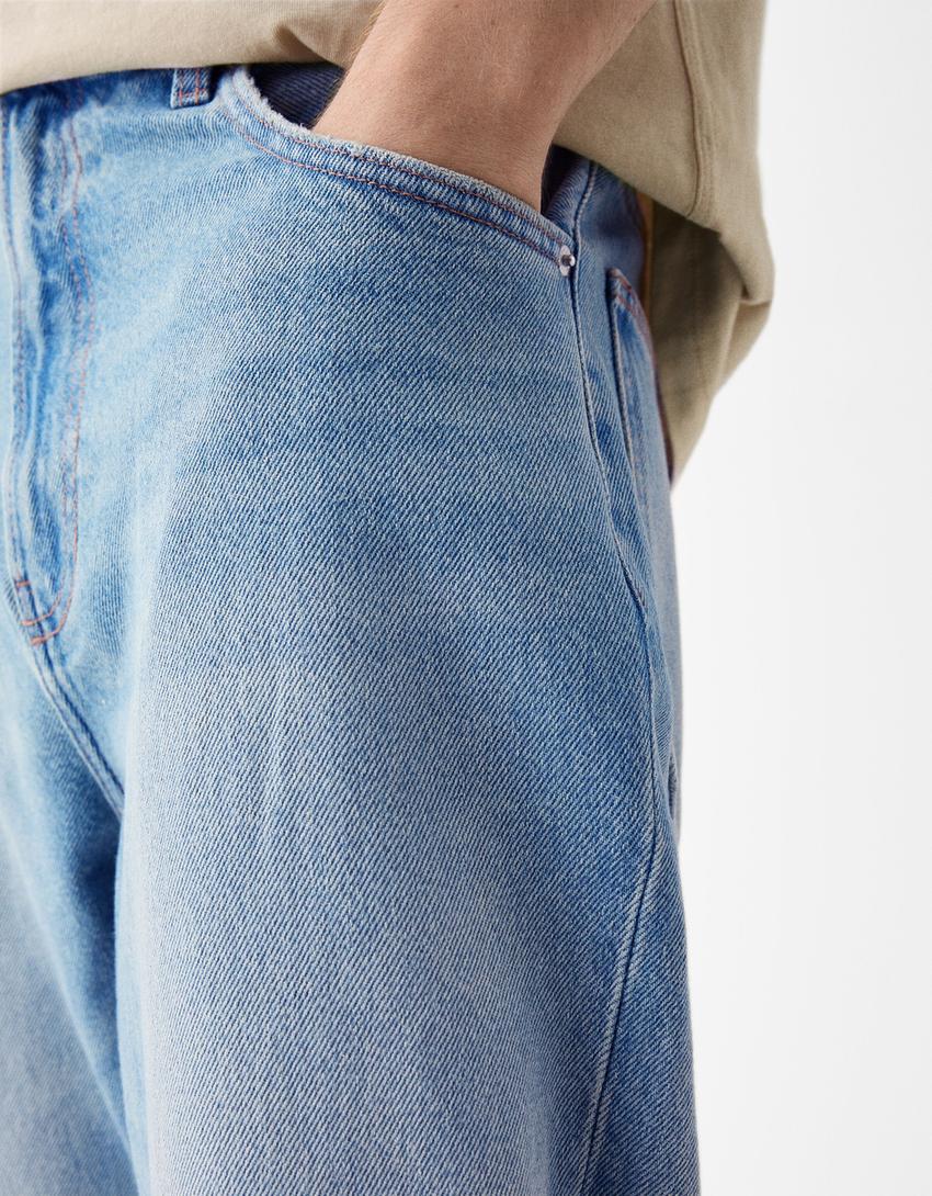 Jean skater fit effet délavé-Bleu lavé-5