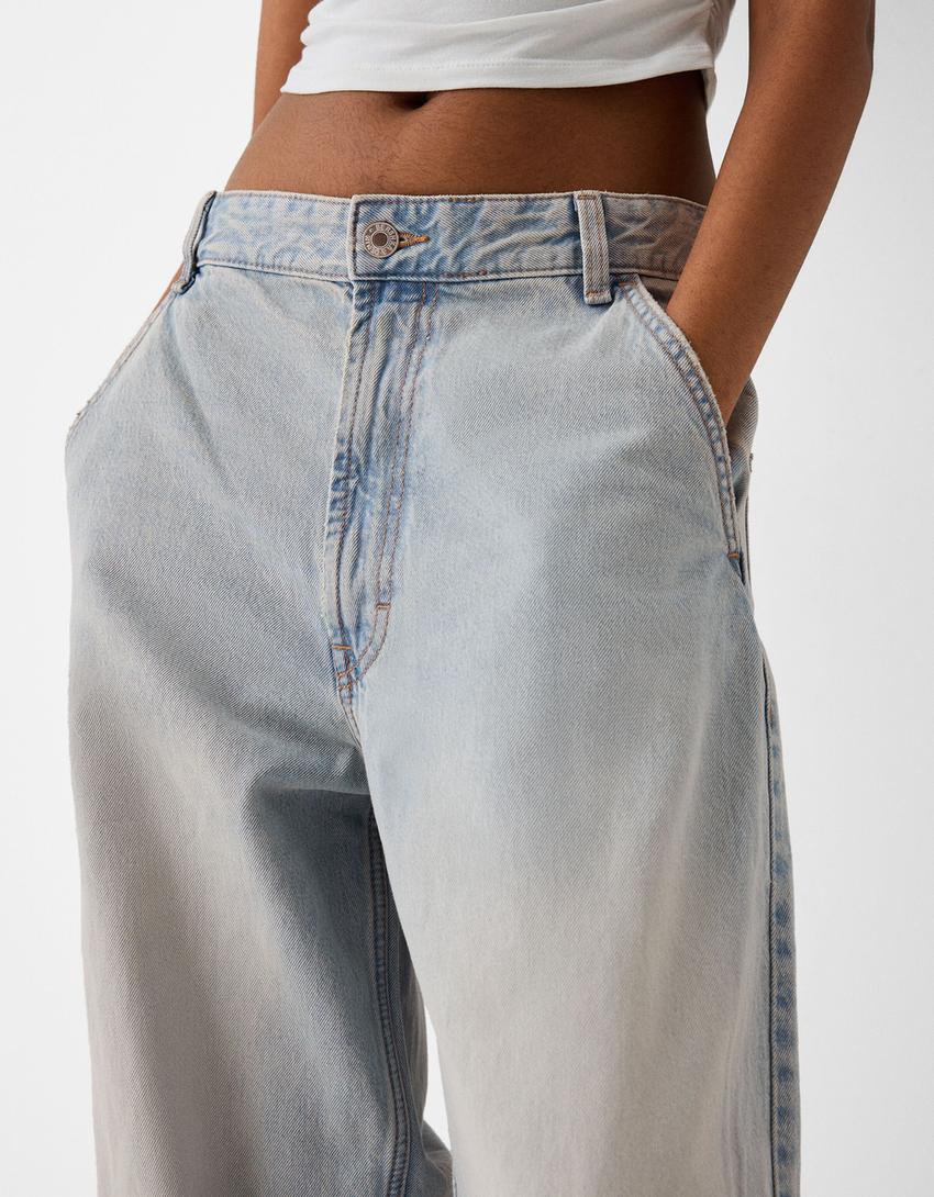 Jeans skater fit efeito lavado-Azul claro-2