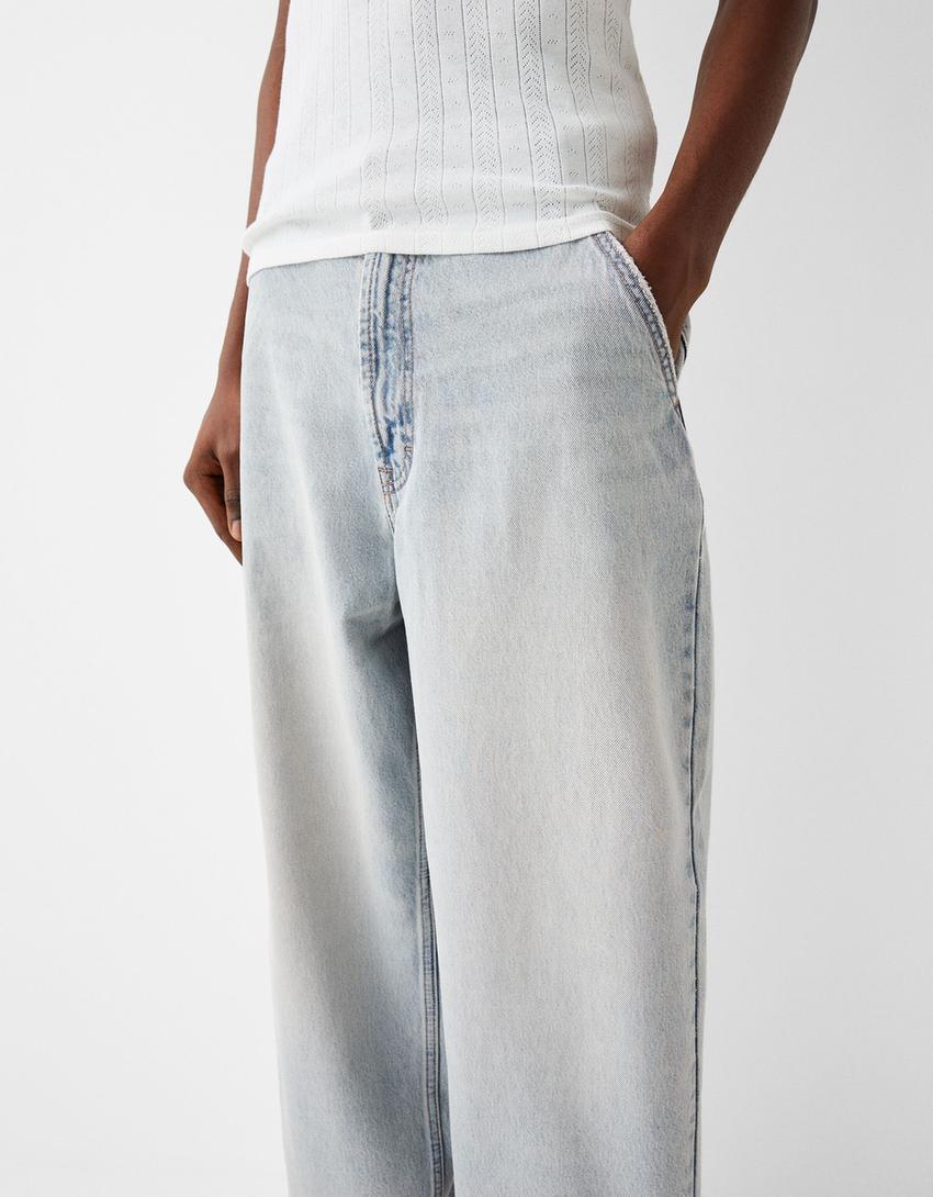 Jeans skater fit efeito lavado-Azul claro-3