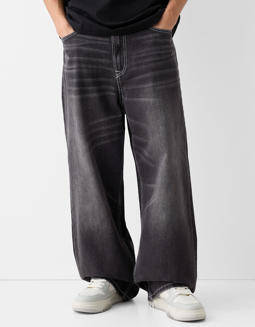 Super baggy jeans-Grey-1