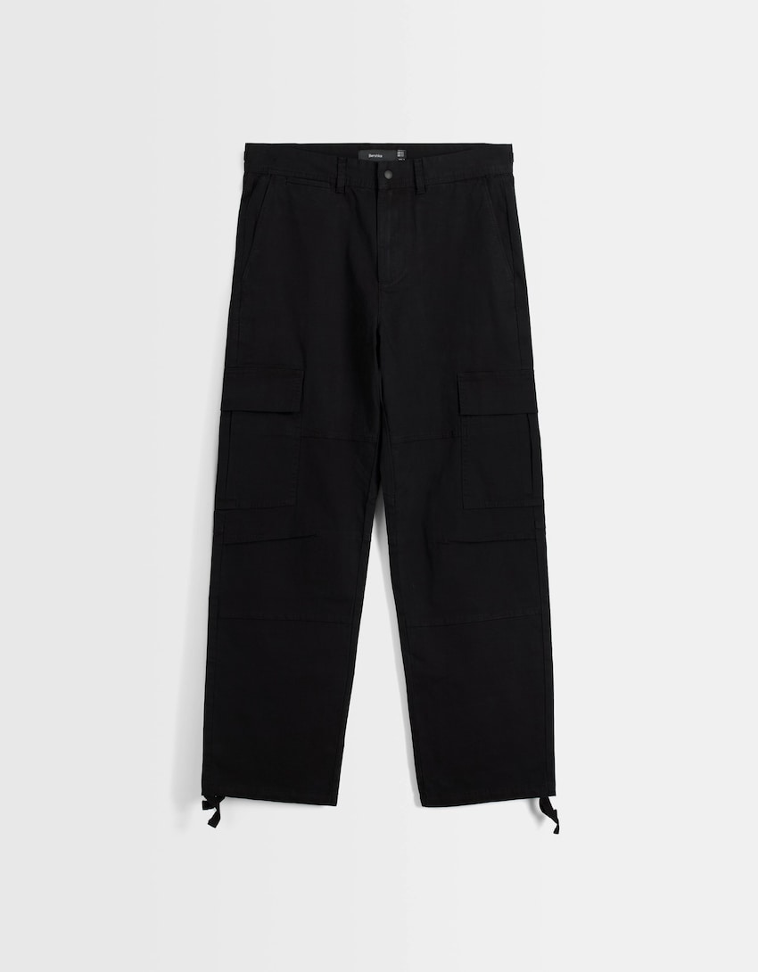 Adjustable wide-leg cargo trousers - Men | Bershka