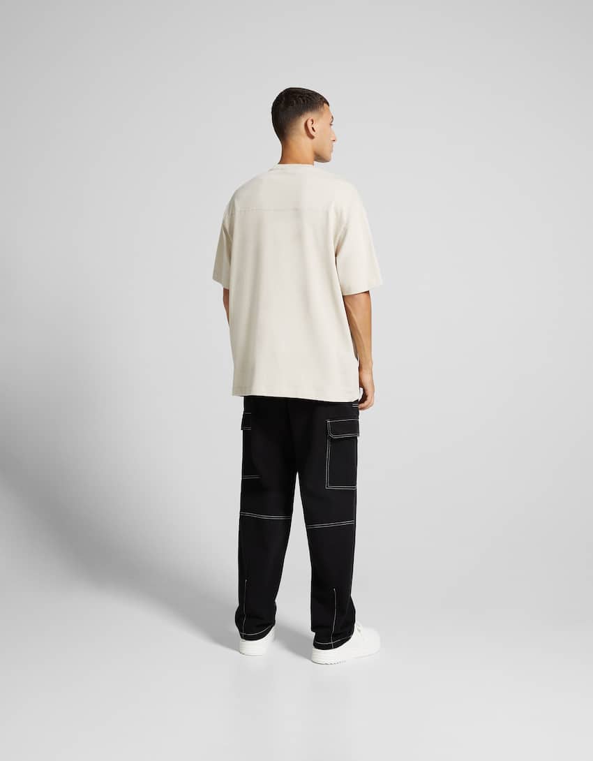 Cotton cargo trousers-White / Black-2