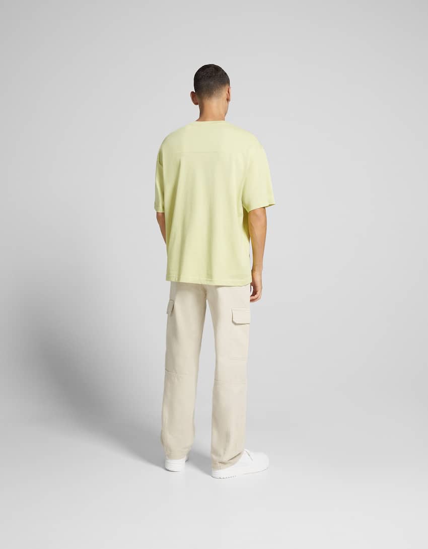 Cotton cargo trousers-Cream-2