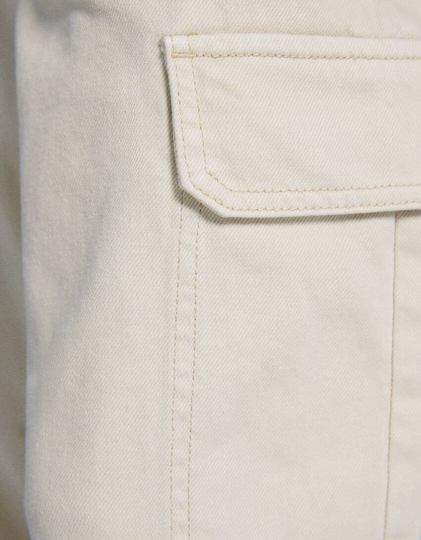 Cotton cargo trousers-Cream-5