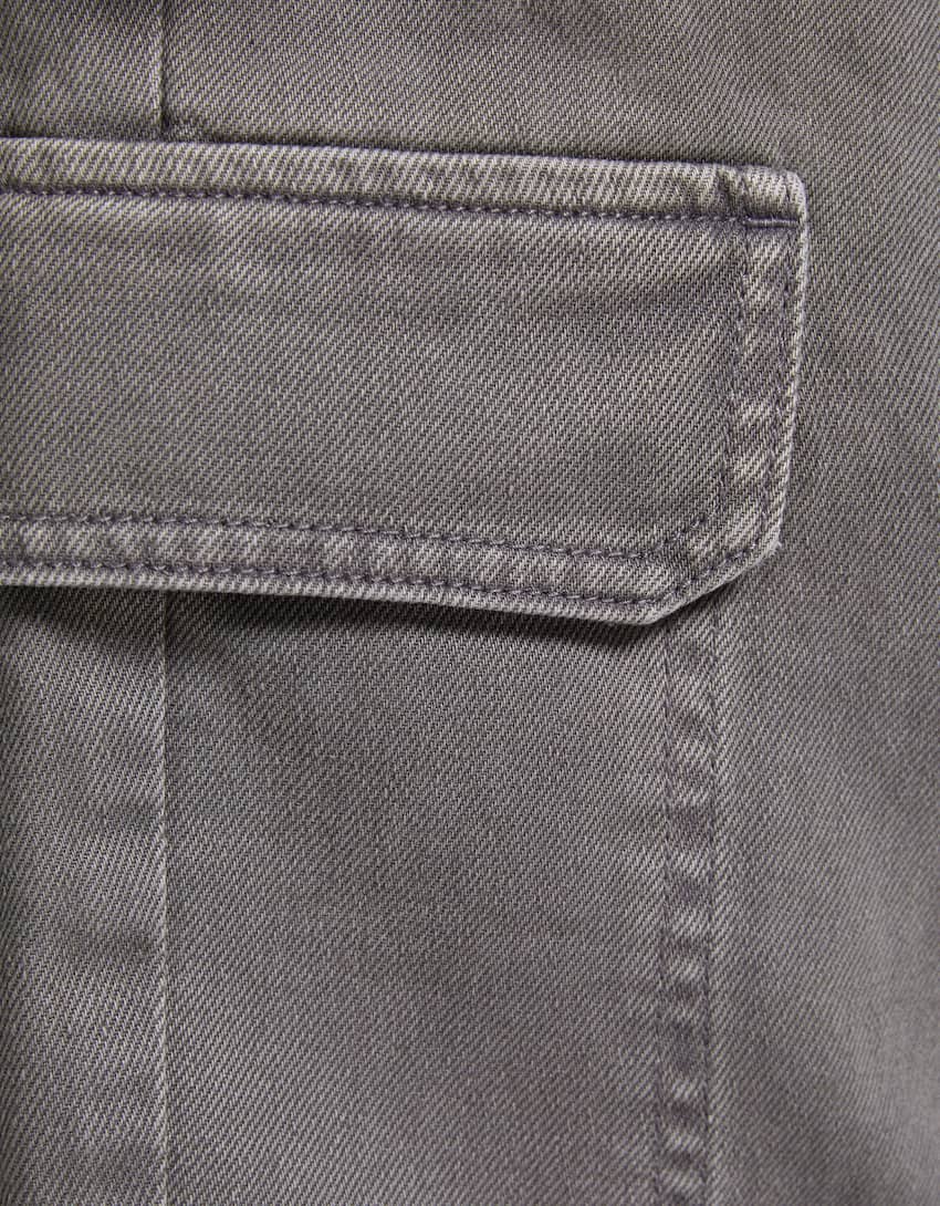 Cotton cargo trousers-Dark grey-5