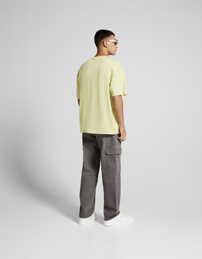 Cotton cargo trousers-Dark grey-2