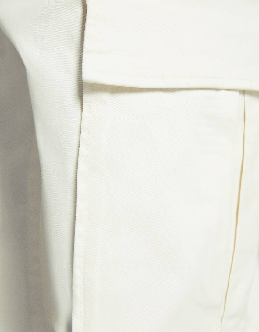 Cotton cargo trousers-Off white-5