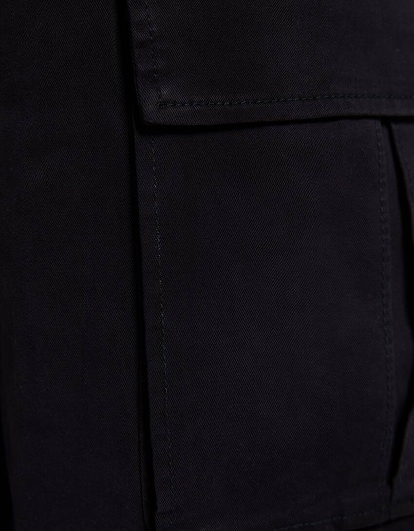 Cotton cargo trousers-Black-5