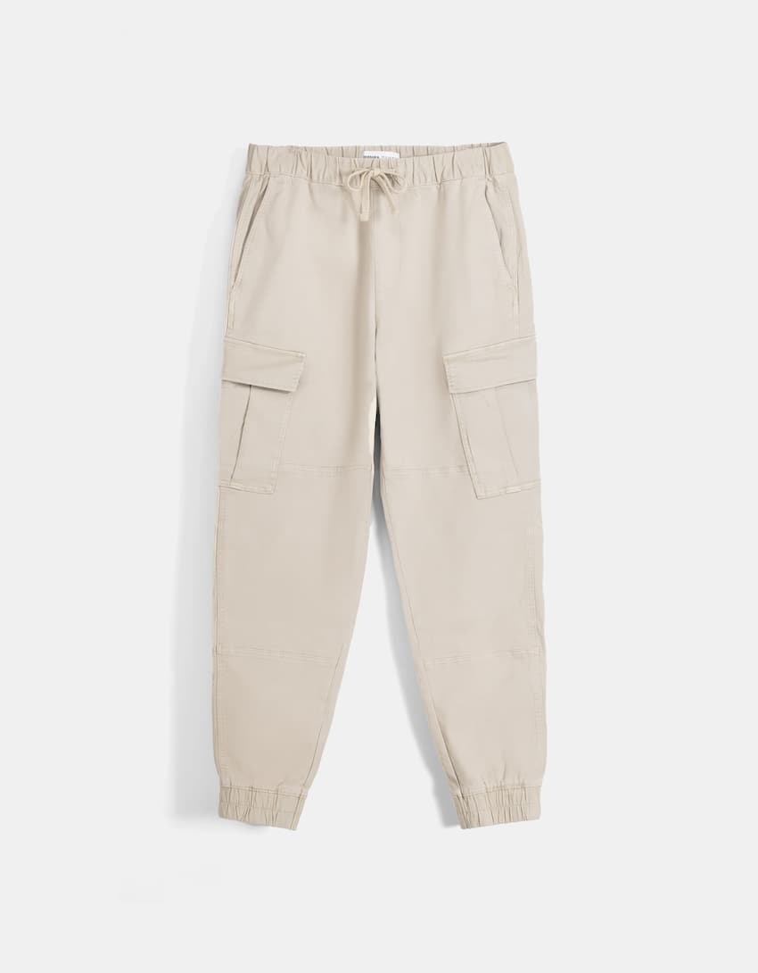 Cargo jogger trousers-Sand-4