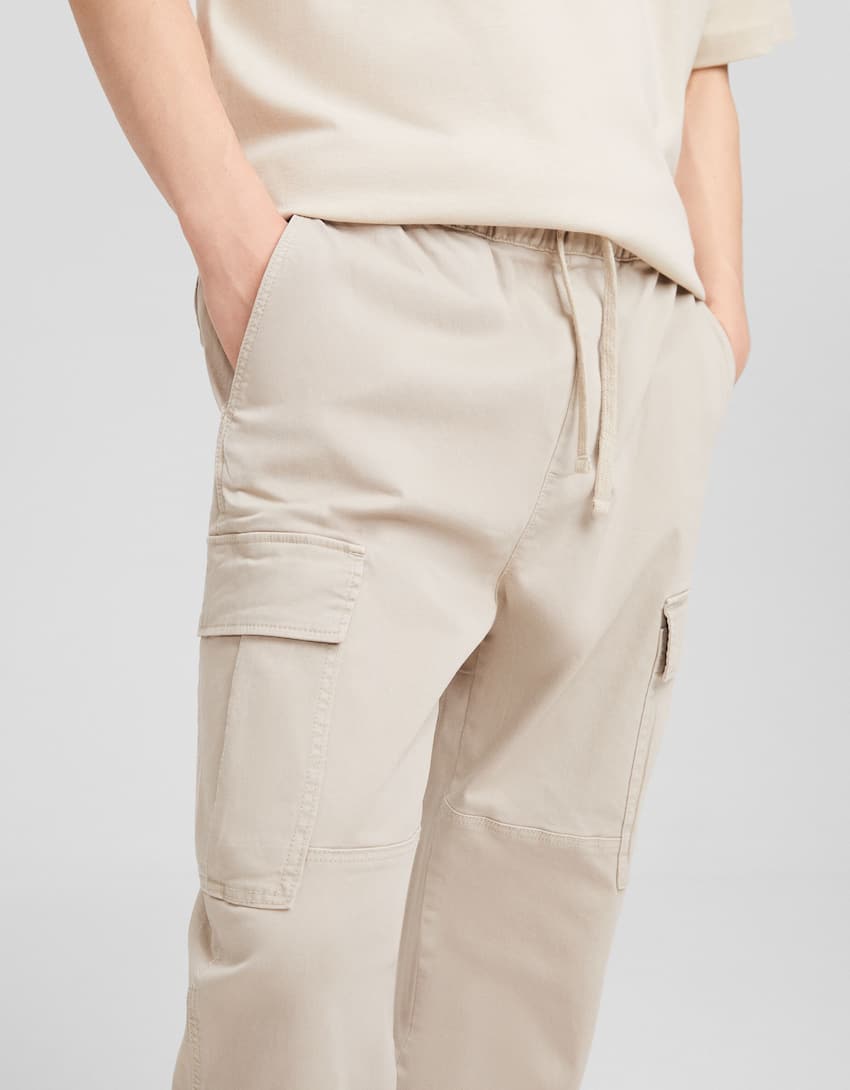 Cargo jogger trousers-Sand-3