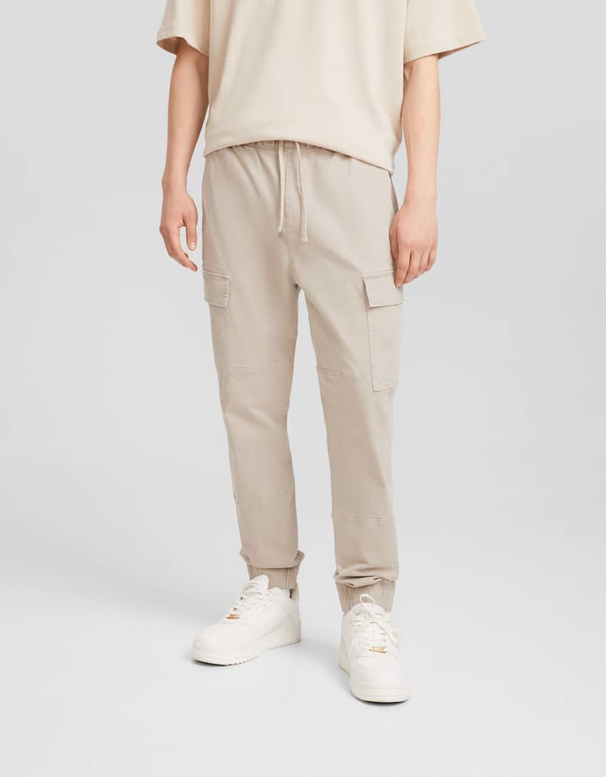 Cargo jogger trousers-Sand-1