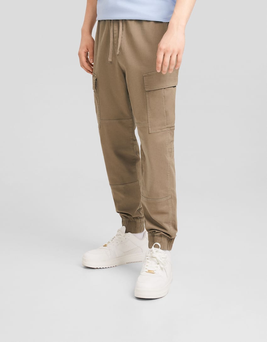 Cargo jogger trousers-Camel-1