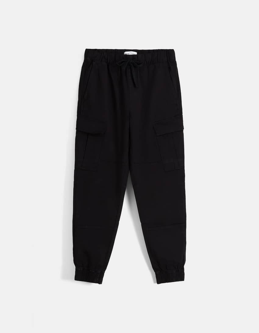 Cargo jogger trousers-Black-4