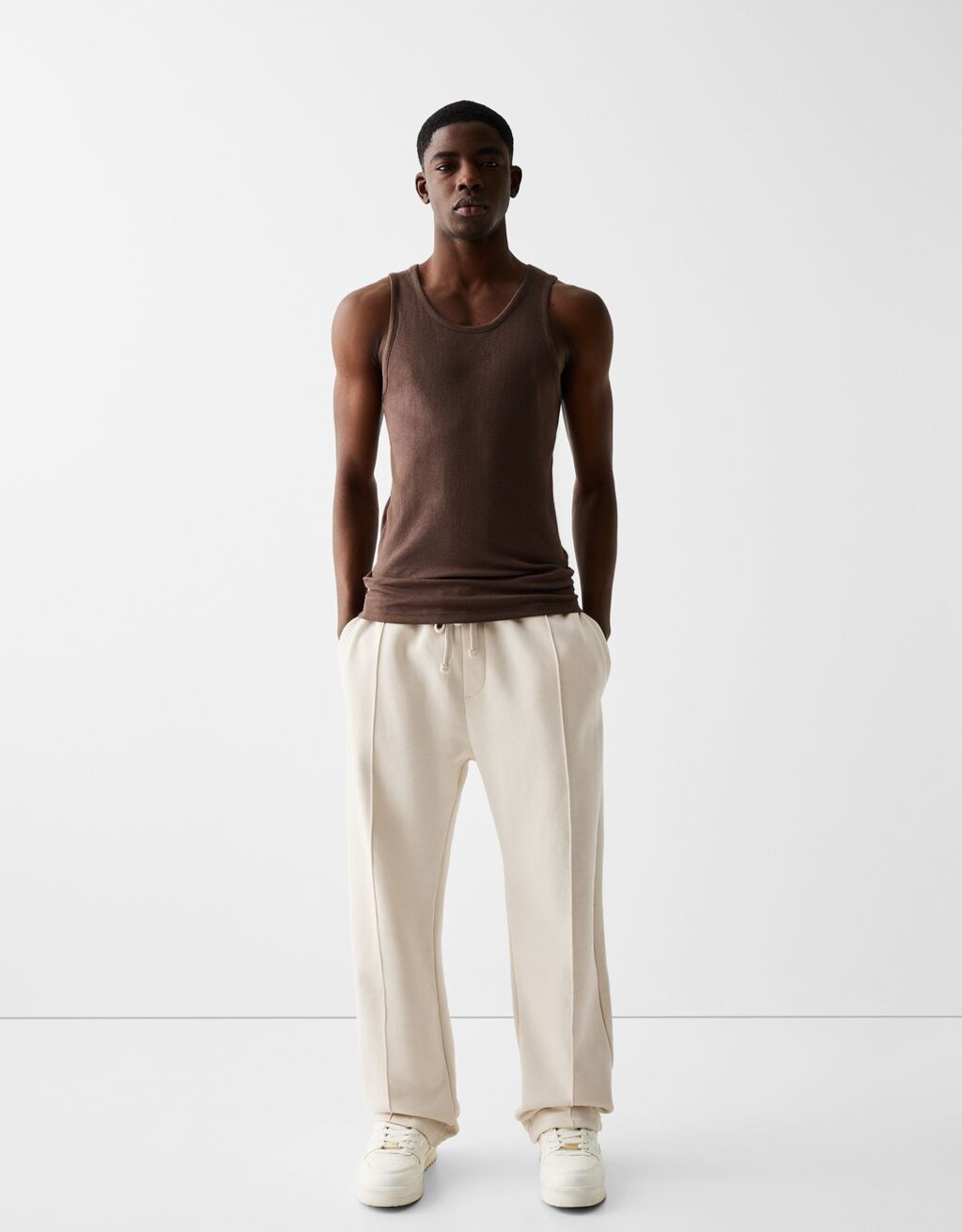 Mens wide store leg linen trousers