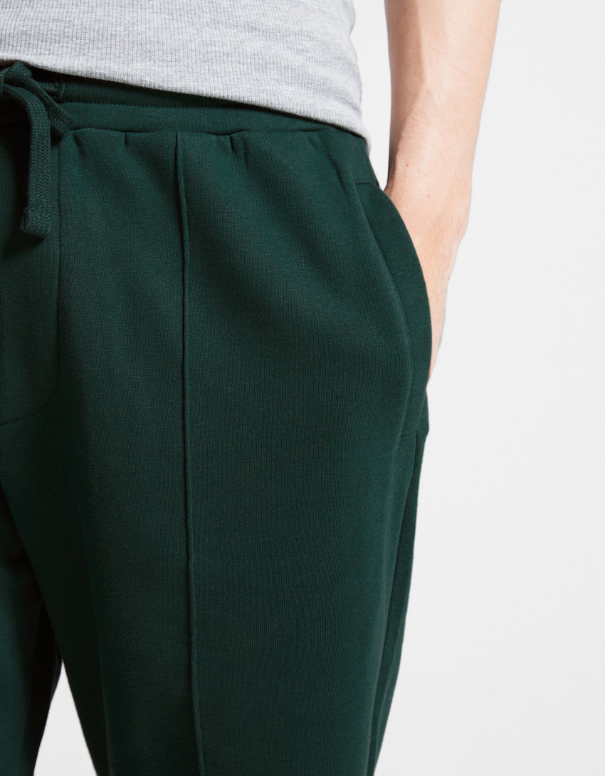 Wide leg plush trousers-Green-3