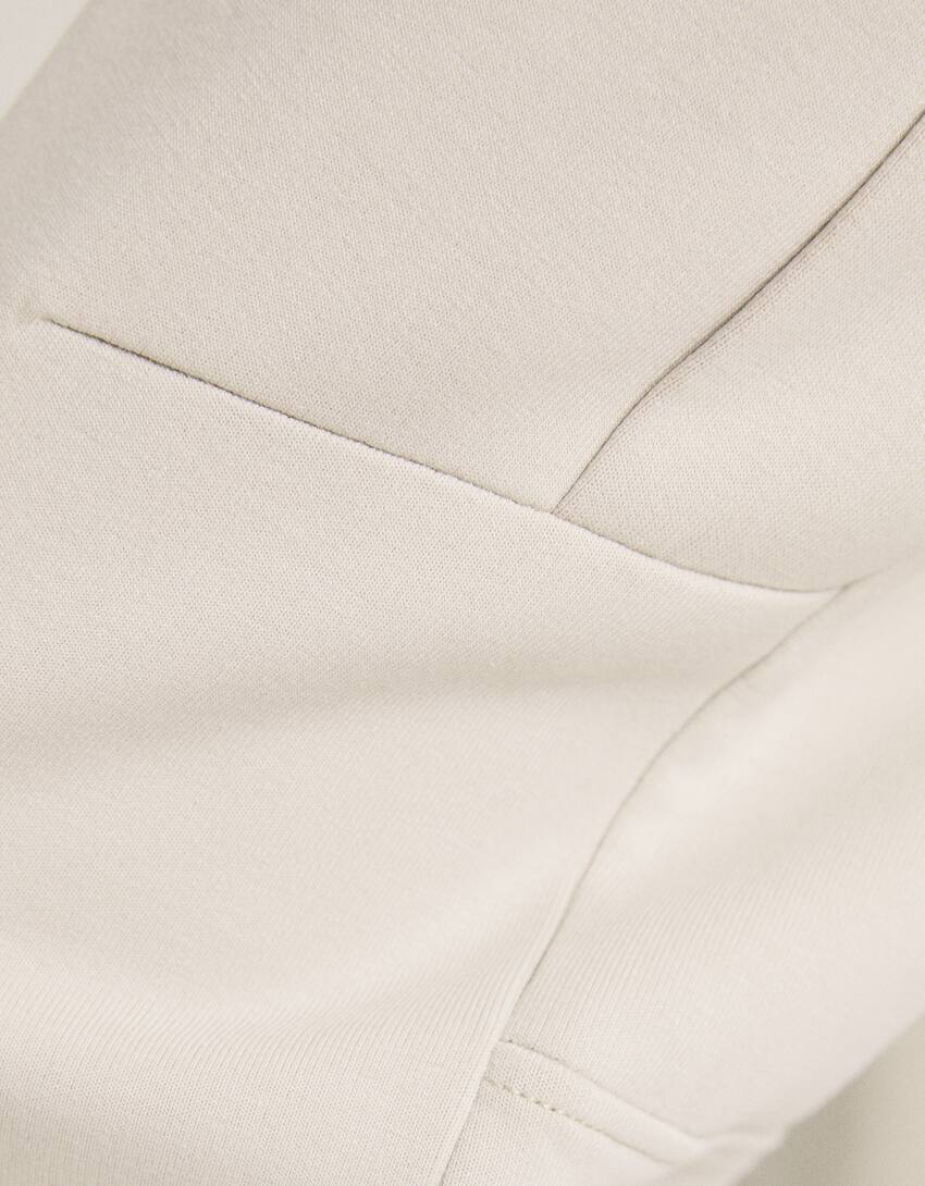 პლუშის ჯოგერ შარვალი ნაკერებით-ჭუჭყიანი თეთრი-5