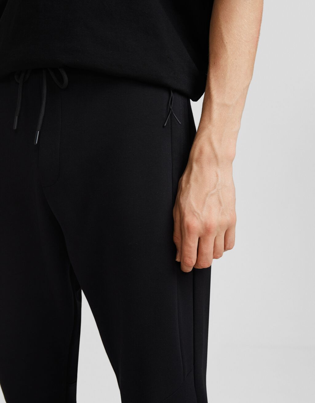 Plush jogger trousers with seams-Black-3