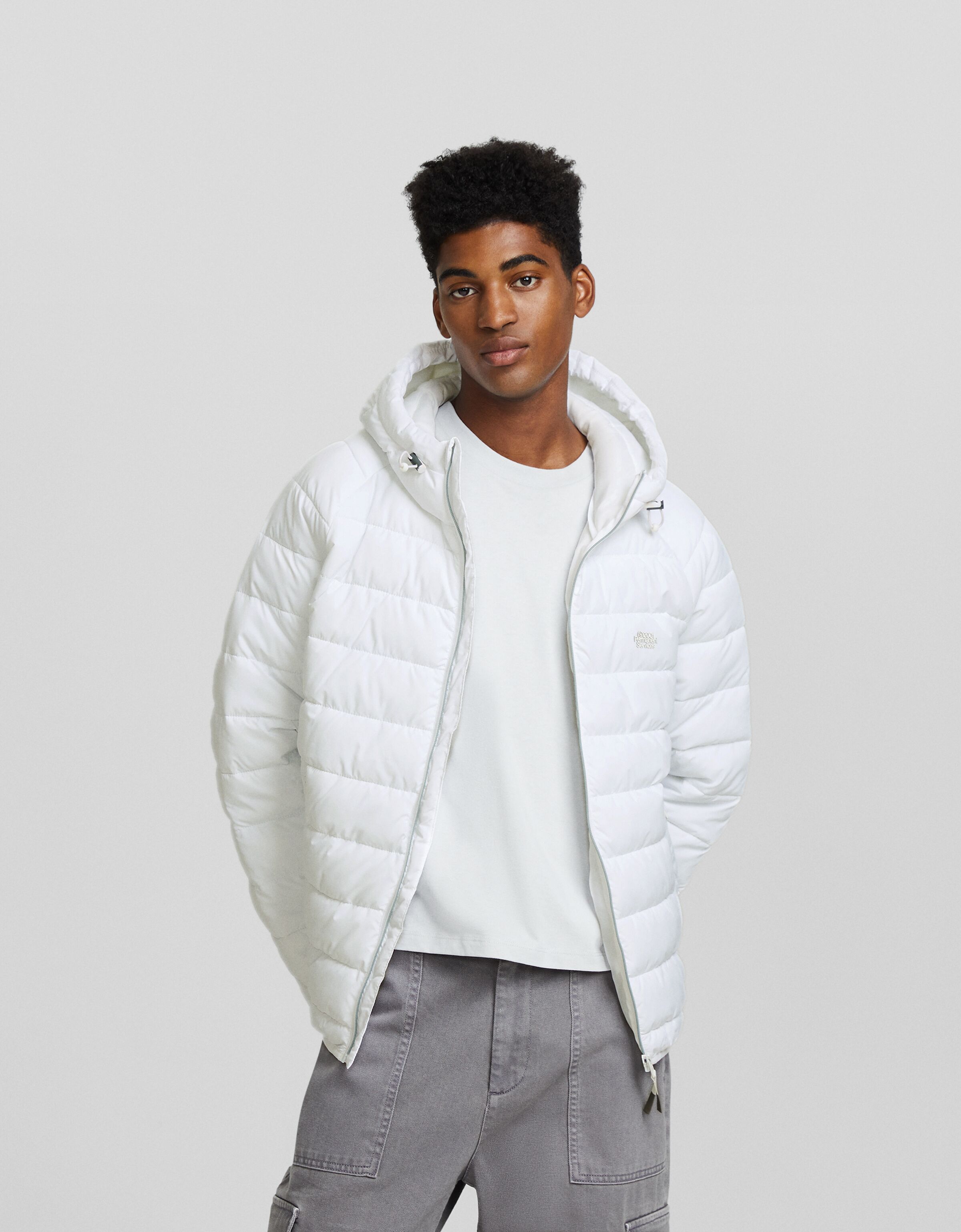 Men white store puffer jacket